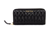 MIU MIU Matelassé Lambskin Wallet Women's Black