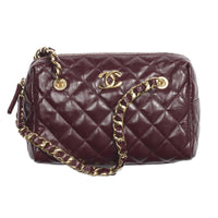 CHANEL Lambskin Bowling Bag Crossbody Bag Shoulder Bag Women's Bordeaux Red