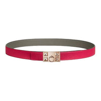 HERMES Epsom Calfskin Leather Belts Women's Gray Meyer/Mexican Rose Width: 2.4cm
