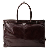 PRADA Leather Tote Bag Shopping Bag Handbag Men's Dark Brown
