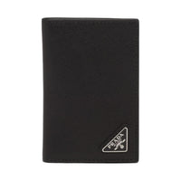 PRADA Calfskin Card Clip Card Holder Men's Black