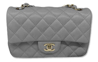 CHANEL Lambskin & Metal Shoulder Bag, Crossbody Bag Mini Women's Gray