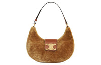 CELINE AVA Sheepskin Leather Handbag Shoulder Bag Women's Camel