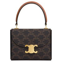 CELINE Printed Cow Leather Shoulder Bag Crossbody Bag Handbag Small Size Women's Tan