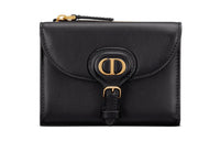 DIOR Bobby Smooth Calf Leather Wallet Women's Black
