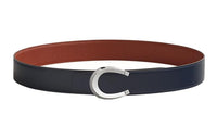 HERMES Leather Belts Men Marine Blue/Ochre Red
