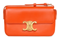 CELINE Triomphe Shiny Cow Leather Crossbody Bag Women's Bright Orange