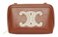 CELINE Calfskin Shoulder Bag Women's Brown