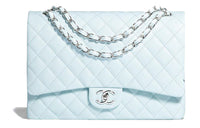 CHANEL Cow Leather Flap Bag, Crossbody Bag, Shoulder Bag Women's Light Blue