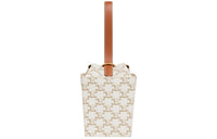 CELINE Cow Leather Binding Strap Box Handbag Popcorn Box Handbag Women's White