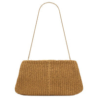 SAINT LAURENT Buckle Handbag Shoulder Bag Large Size Women's Natural Brown