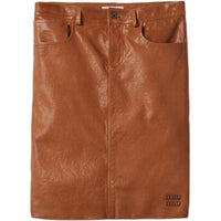 MIU MIU Leather Short Skirts Women's Caramel