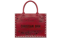 DIOR BookTote Cow Leather Handbag Tubas Women's Red
