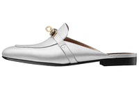HERMES Slip Resistant Closed Toe Slippers Women's Silver Gray