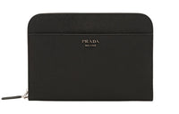 PRADA Saffiano Calfskin Clutch Men's Black