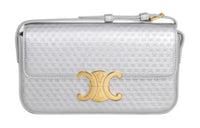 CELINE Triomphe Cow Leather Portable Crossbody Bag Shoulder Bag Women's Silver
