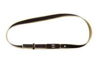 CHANEL Suede Effect Pin Buckle Leather Belts Women's Black