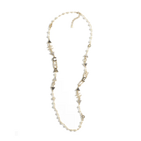 CHANEL Metal Pearl Crystal Necklaces Women's Gold