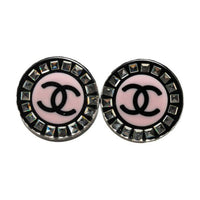 CHANEL Pre-Owned 2016 Resin CC Round Crystal Push Back Costume Earrings