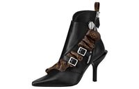 LOUIS VUITTON Janet Ankle-Length Boots Women's Black Brown