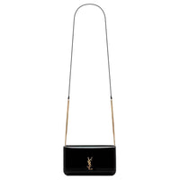 SAINT LAURENT Patent Leather Crossbody Bag Shoulder Bag Women's Black