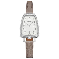 HERMES Wrist Watch Quartz Movement Crocodile Leather Strap 32mm Silver Dial Women's Watch