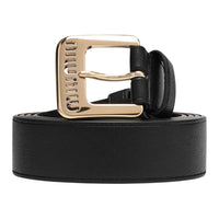 MIU MIU Solid Color Design Leather Leather Belts Women's Black 4CM