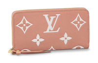 LOUIS VUITTON Zippy Soft Grained Cow Leather Wallet Women's Pink/Cream