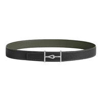 HERMES Calfskin Leather Belts Women's Black Green Width: 3.2CM