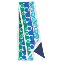 PRADA Ribbon Silk Scarves Women's Turquoise