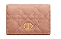 DIOR Caro Soft Calfskin Card Holder, Wallet Extra Small Women's Nude Pink