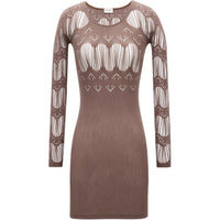 SAINT LAURENT FW24 Long Sleeved Dress Women's Taupe