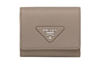 PRADA Saffiano Leather Wallet Small Size Women's Clay Gray