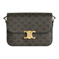 CELINE Triomphe Arc De Triomphe Coated Canvas With Calfskin Shoulder Bag Crossbody Bag Medium Size Women's Black