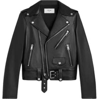 CELINE Leather Jacket Women's Black