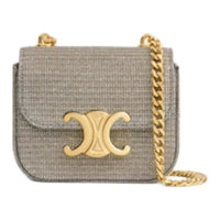 CELINE Textile Shoulder Bag Crossbody Bag Mini Women's Gray
