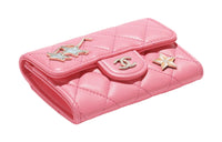 CHANEL Lambskin Pocket Card Holder Regular Women's Coral Pink