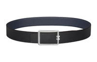 HERMES Elegant Silver Buckle Togo Calfskin Double-Sided Leather Belt Men's Black Width: 3.8cm