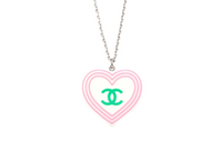 CHANEL 2004 CC print Heart Pendant Necklace
