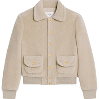 CELINE FW24 Velvet-feel Coat Women's Natural Color