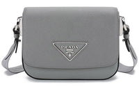 PRADA Leather Crossbody Bag Shoulder Bag Women's Slate Gray