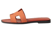 HERMES Oran Rubber Sole Slide Slippers Women's Orange Red