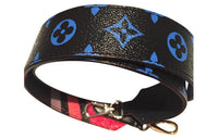 LOUIS VUITTON Canvas With Leather Shoulder Strap Bag Straps Unisex Black Blue