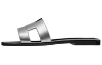 HERMES Oran Slide Slippers Women's Silver Gray