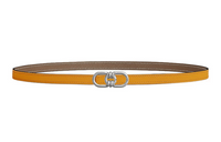 HERMES Signature Plaisance Smooth Buckle Leather Belts Women's Yellow Width: 1.3cm