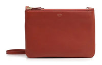 CELINE Trio Leather Shoulder Bag Women's Red