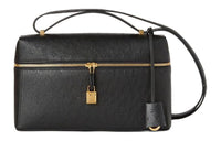 Loro Piana Extra Bag Ostrich Leather Shoulder Bag Crossbody Bag Women's Black