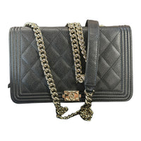 CHANEL Leboy Grained Embossed Cow Leather Shoulder Bag Crossbody Bag Women's Black