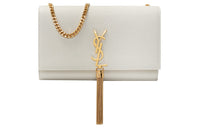 SAINT LAURENT Cow Leather Crossbody Bag Medium Size Women's Beige