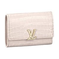 LOUIS VUITTON Capucines Matte Alligator Leather Wallet Small Size Women's Ivory Beige